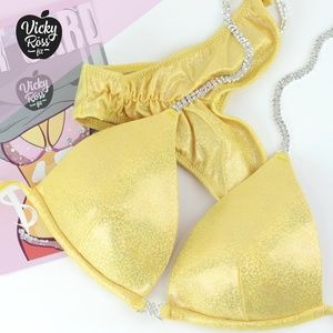 Yellow Plain Competition Fitness Bikini for Women